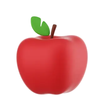 an apple with a green leaf on it