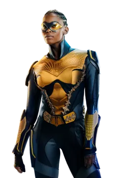 a woman in a yellow and black costume