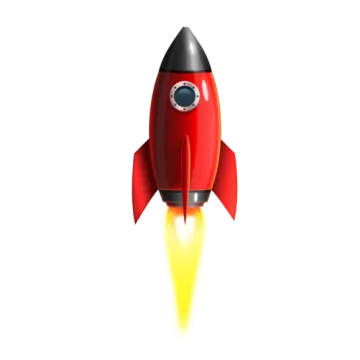 a red rocket is flying through the air