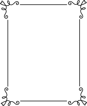 a black and white square frame with scrolls