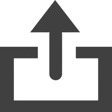 a black and white icon with an arrow pointing up