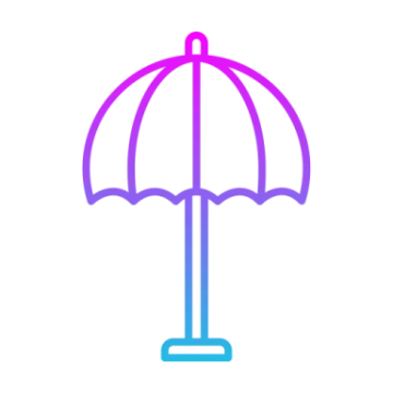 an umbrella with a red and blue stripe