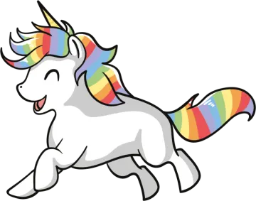 a drawing of a unicorn with a rainbow mane