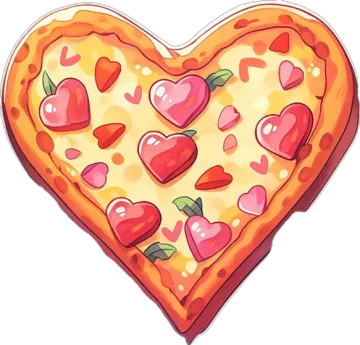 a heart shaped pizza with hearts on it