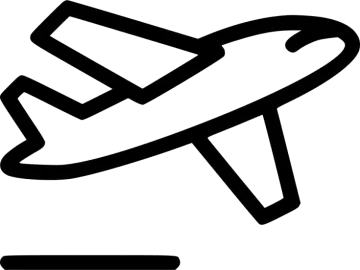 a black and white icon of an airplane