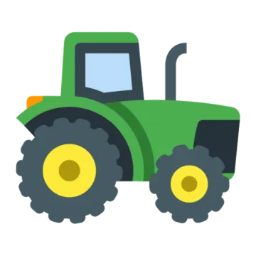 a green tractor with yellow wheels