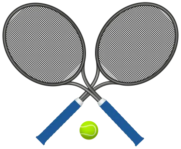 two tennis rackets and a tennis ball