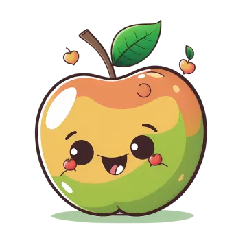 an apple with a smile on it's face