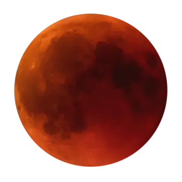 a red moon with a white background
