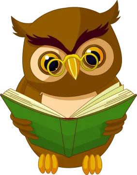 an owl reading a book
