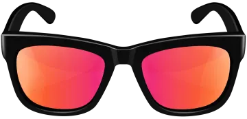 a pair of sunglasses with red mirrored lenses