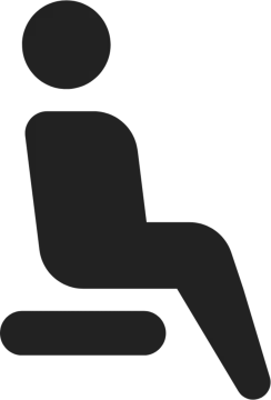 a black and white silhouette of a person sitting on a chair