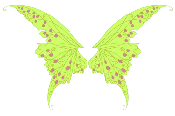 a green butterfly with pink dots on its wings
