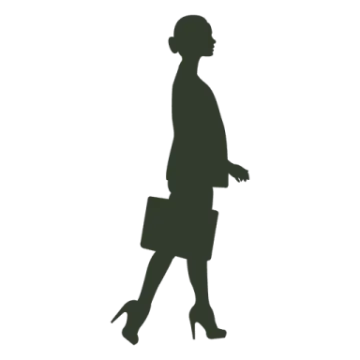 a silhouette of a woman walking with a briefcase