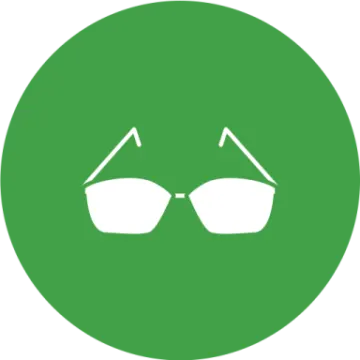 a green circle with sunglasses on it