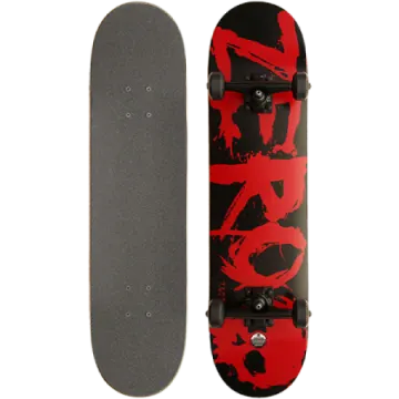 a skateboard with red paint on it