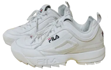a pair of white sneakers on a white background