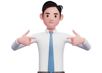 a man in a white shirt and tie with his hands out