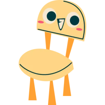 an illustration of a yellow bird with big eyes