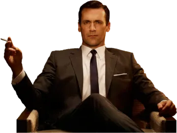 a man in a suit smoking a cigarette