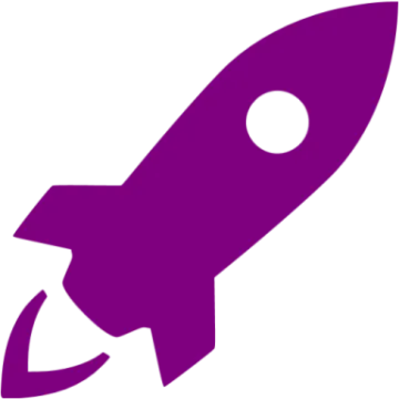 a purple rocket with a white background