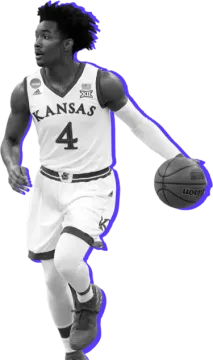 a black and white photo of a basketball player