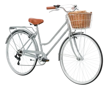 a bicycle with a basket on the front