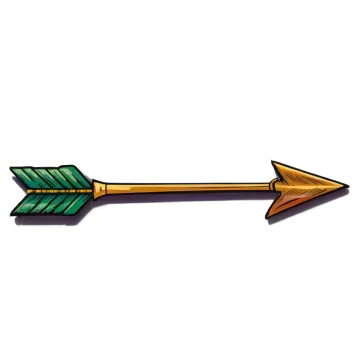 a green and gold arrow pin on a white background