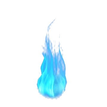 a blue flame on a white background