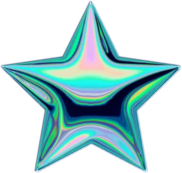 a blue and green star on a white background