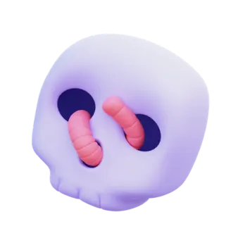 a white skull with pink feet