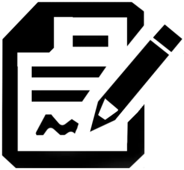 a black and white image of a pen and paper