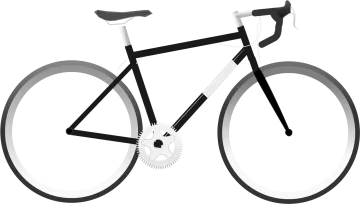 a black and white bicycle on a white background