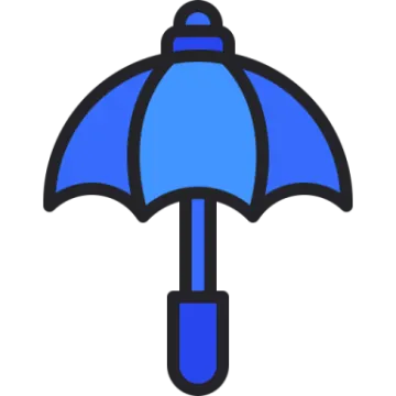 a blue umbrella on a white background