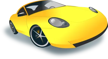 a yellow sports car on a white background