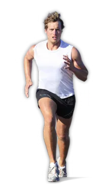 a man running on a white background
