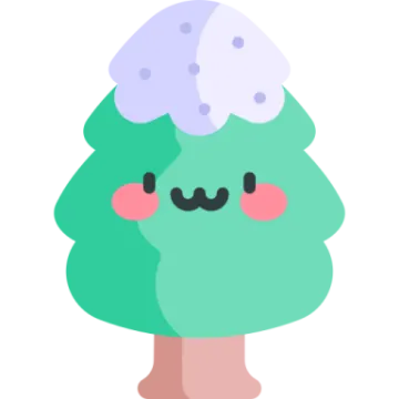 an illustration of a green tree with pink cheeks