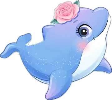 a dolphin with a rose on its head