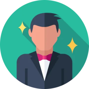 a flat icon of a man in a suit