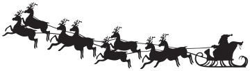 a black and white silhouette of santa's sleiing