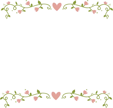 a floral frame with pink flowers and leaves