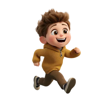 a cartoon character running in the air