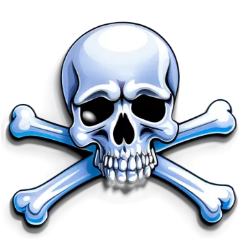a skull and crossbones on a white background