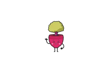 a cartoon character with a green leaf on his head