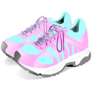 a pair of pink and blue sneakers