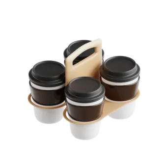 a set of three coffee cups with lids