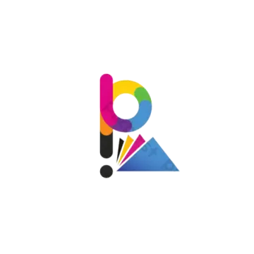 a colorful logo with the letter p on it