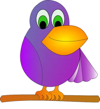 a purple bird with green eyes sitting on a branch