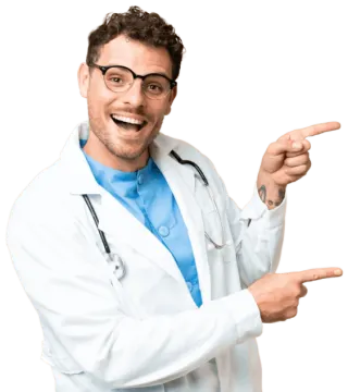 man wearing a white lab coat
