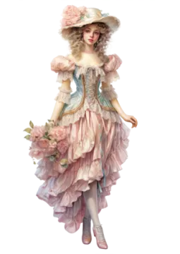 a statue of a woman in a dress and hat
